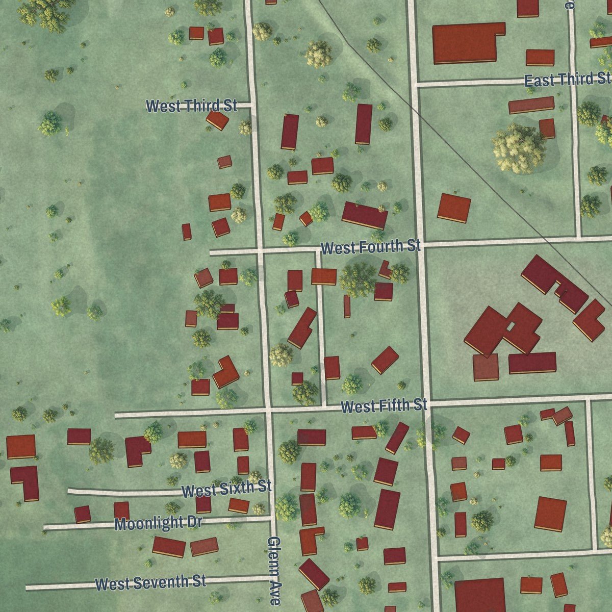 Second close-up of the map of Colton, South Dakota print showing more streets and buildings