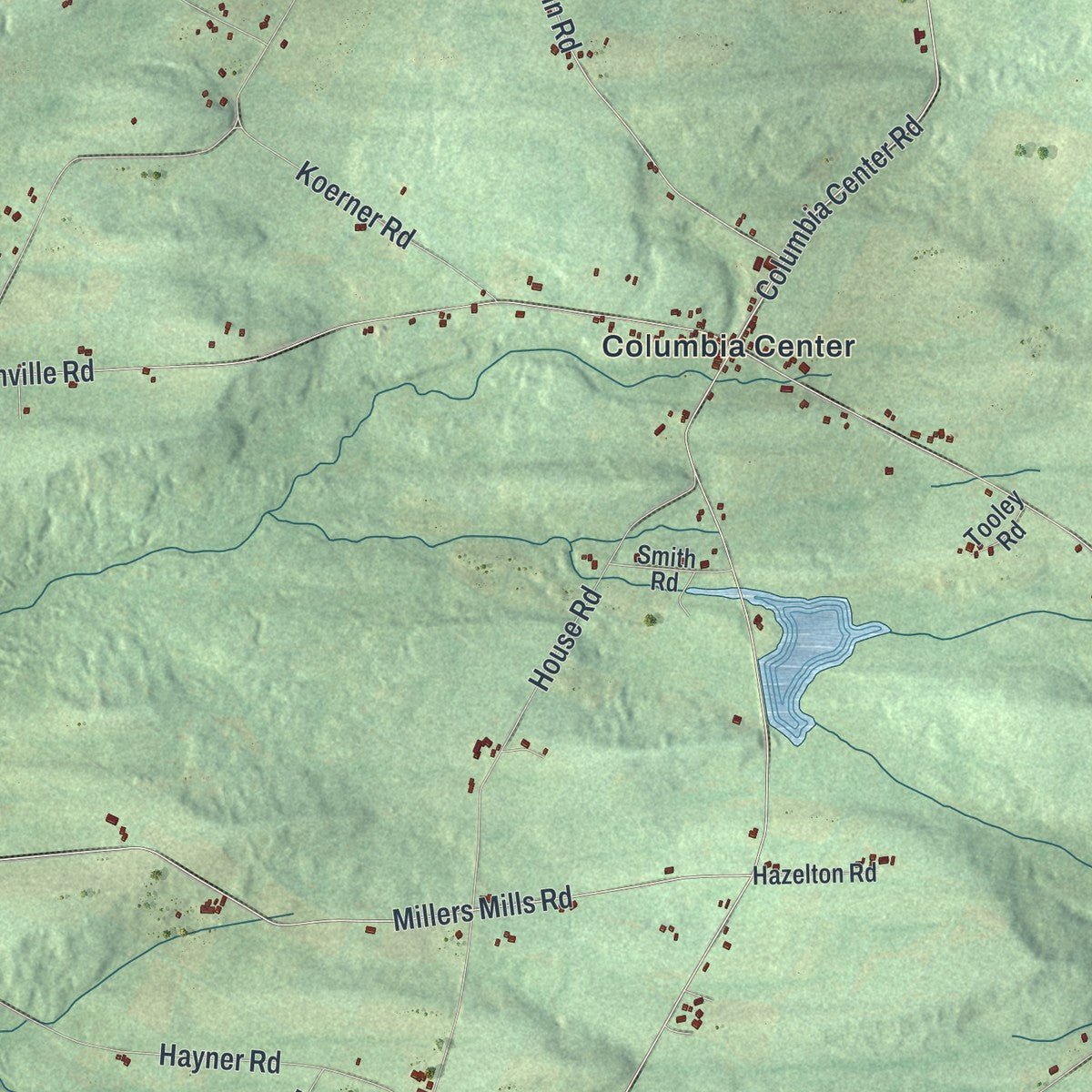 Second close-up of the map of Columbia, New York print showing more streets and buildings