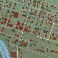 Second close-up of the map of Columbus, Montana print showing more streets and buildings