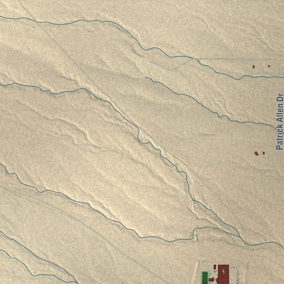 Second close-up of the map of Columbus, New Mexico print showing more streets and buildings