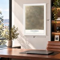 Columbus, New Mexico map, 18 x 24 inch print in a white frame in a home office