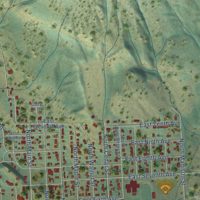 Second close-up of the map of Colville, Washington print showing more streets and buildings