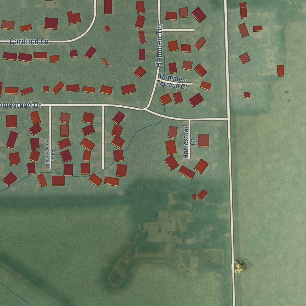 Second close-up of the map of Colwich, Kansas print showing more streets and buildings