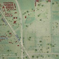 Second close-up of the map of Combes, Texas print showing more streets and buildings