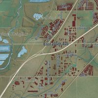 Second close-up of the map of Commerce City, Colorado print showing more streets and buildings