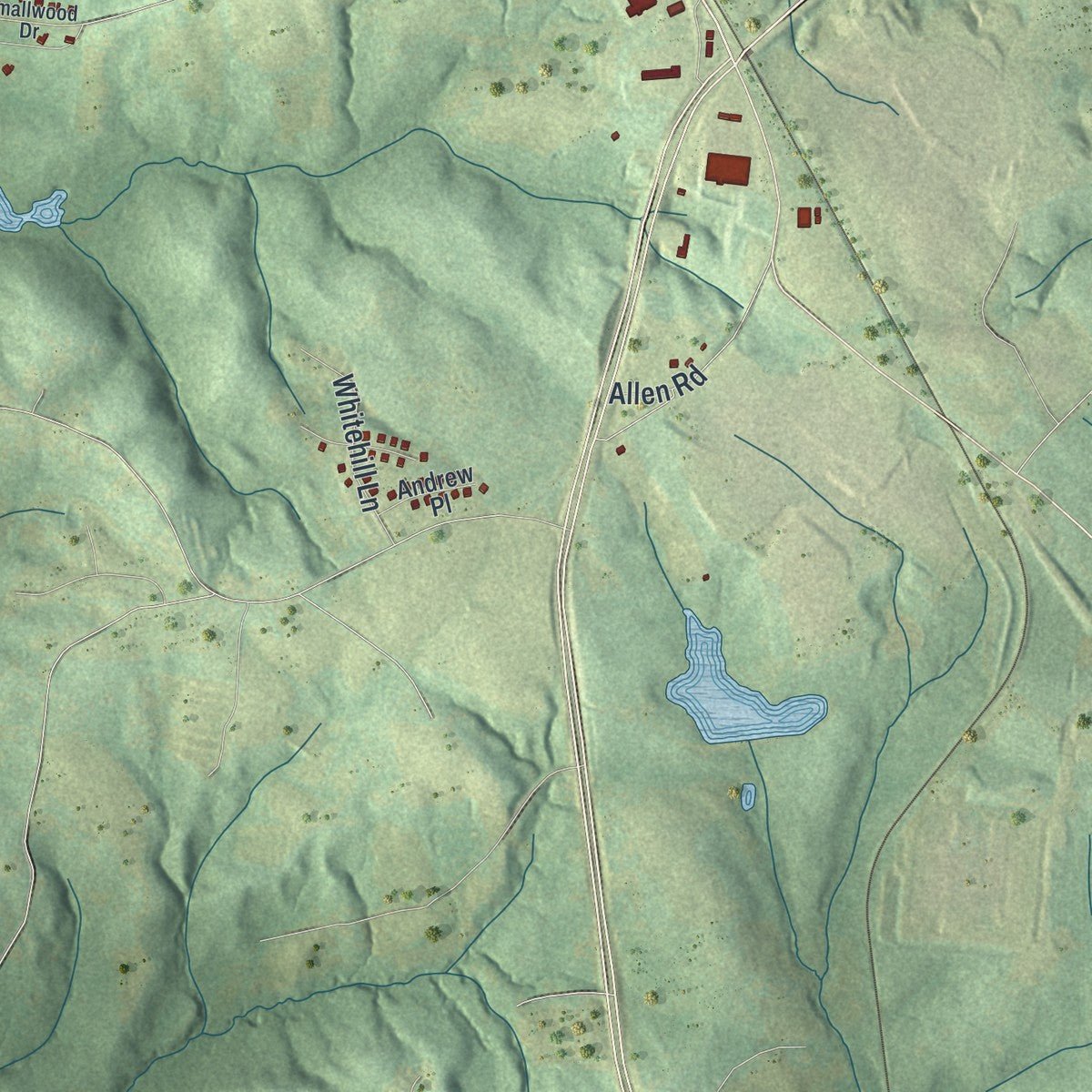 Second close-up of the map of Commerce, Georgia print showing more streets and buildings
