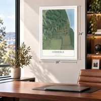 Commerce, Missouri map, 18 x 24 inch print in a white frame in a home office