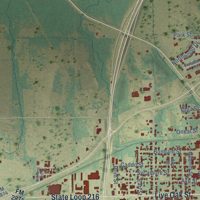 Second close-up of the map of Commerce, Texas print showing more streets and buildings
