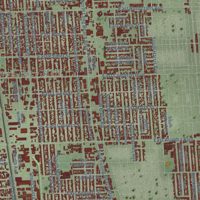 Second close-up of the map of Compton, California print showing more streets and buildings