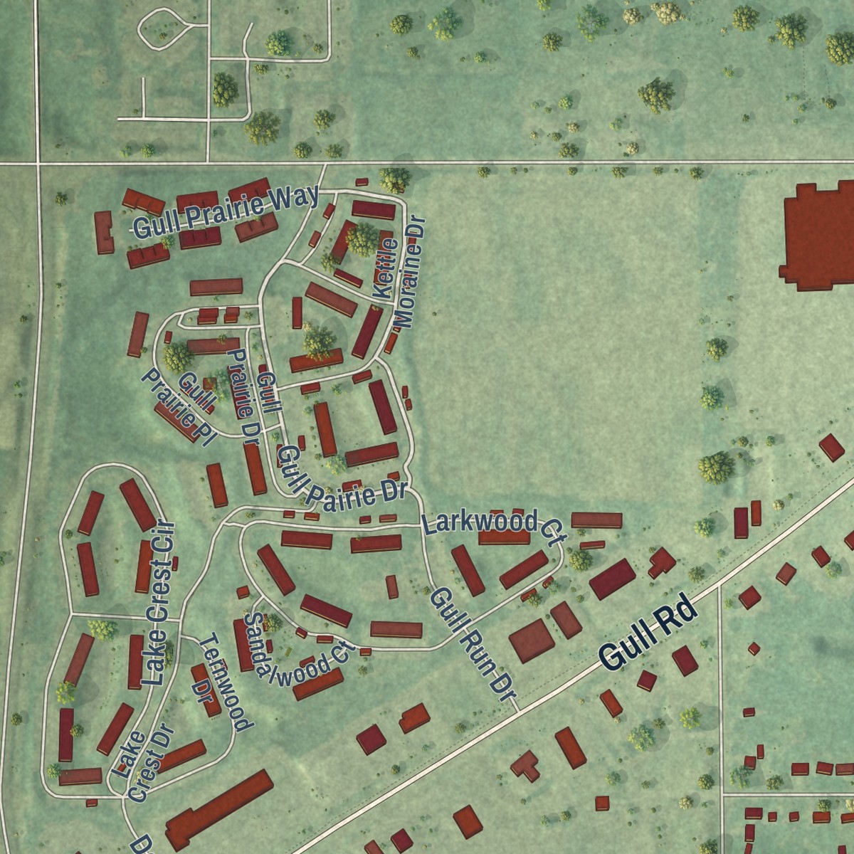 Second close-up of the map of Comstock Northwest, Michigan print showing more streets and buildings