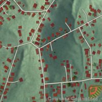 Second close-up of the map of Comunas, Puerto Rico print showing more streets and buildings