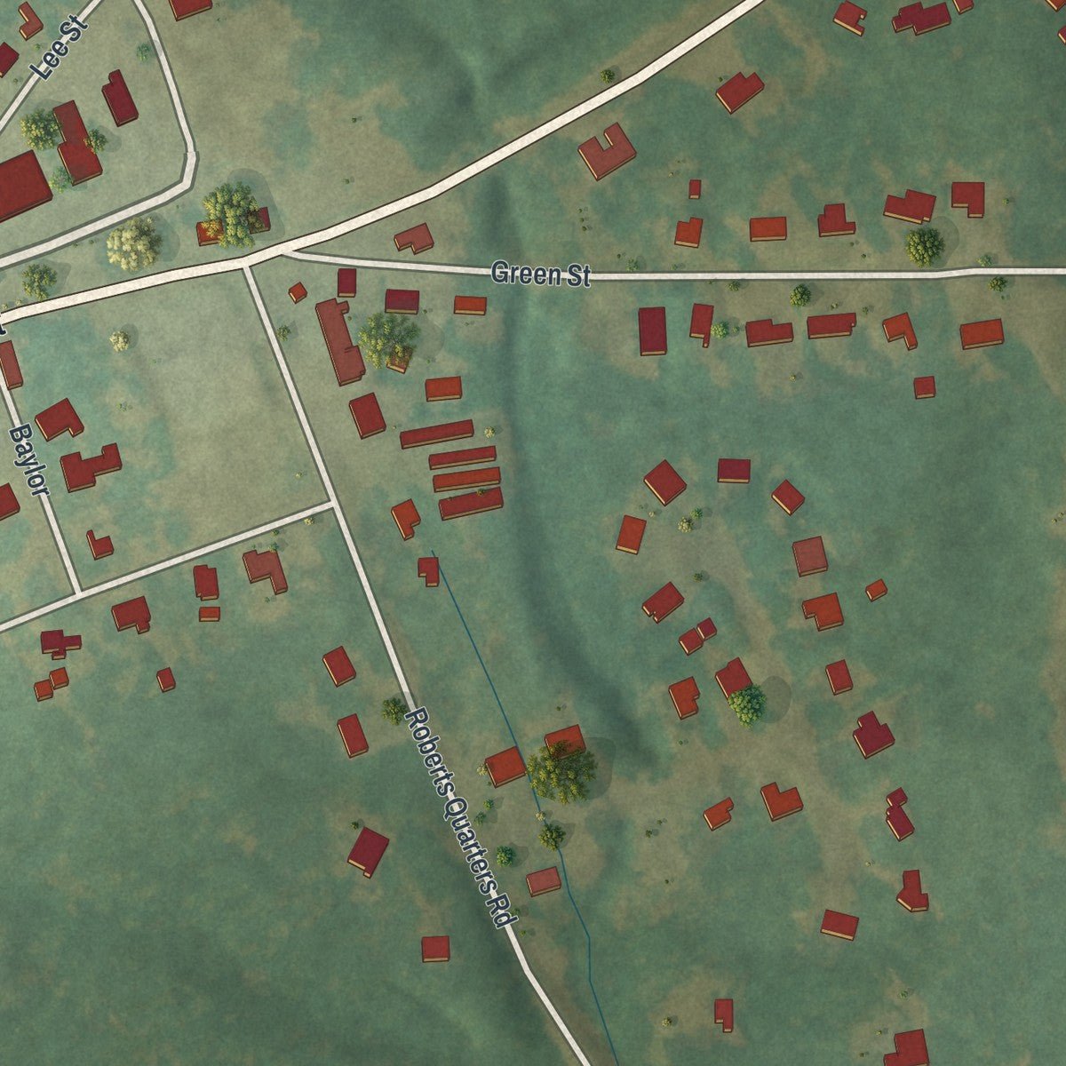 Second close-up of the map of Concord, Georgia print showing more streets and buildings