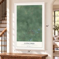 Concord, Jackson County, Michigan map, 24 x 36 inch print in a white frame by a staircase