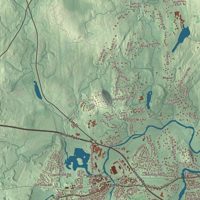 Close-up of the map of Concord, Massachusetts print showing terrain and local geography