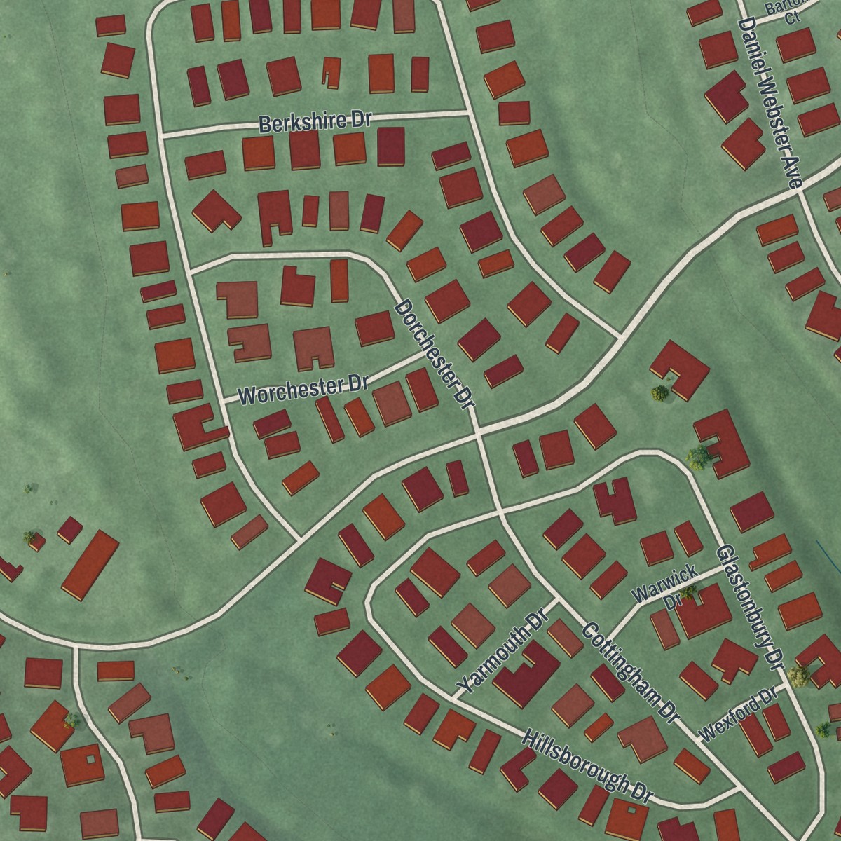 Second close-up of the map of Concordia, New Jersey print showing more streets and buildings
