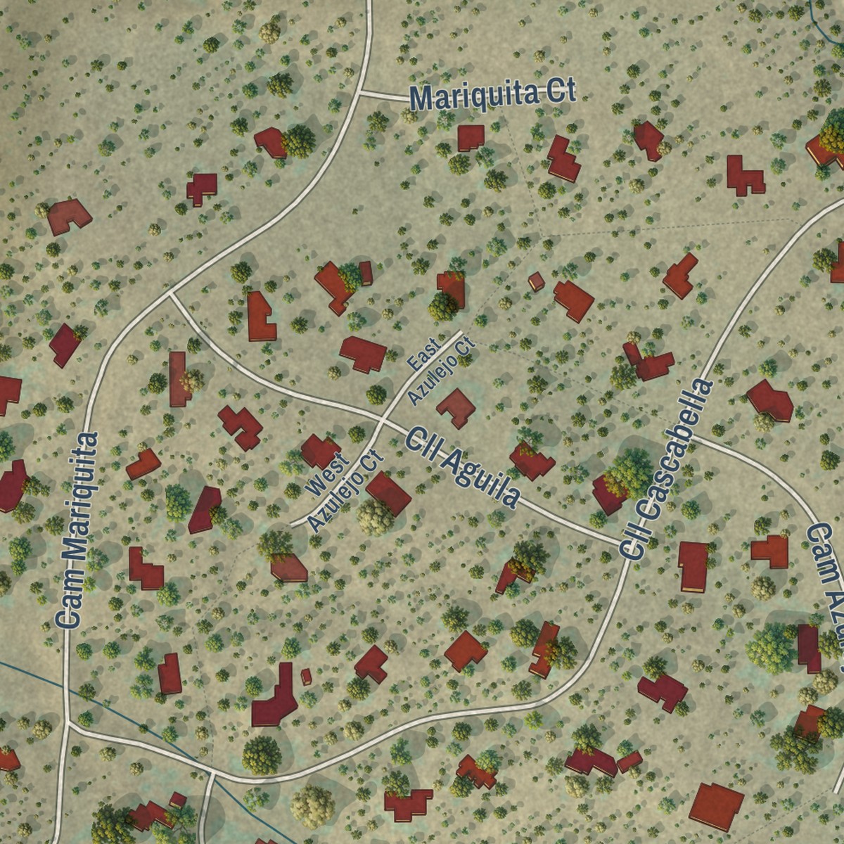 Second close-up of the map of Conejo, New Mexico print showing more streets and buildings