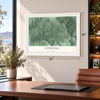 Conesville, New York map, 18 x 24 inch print in a white frame in a home office