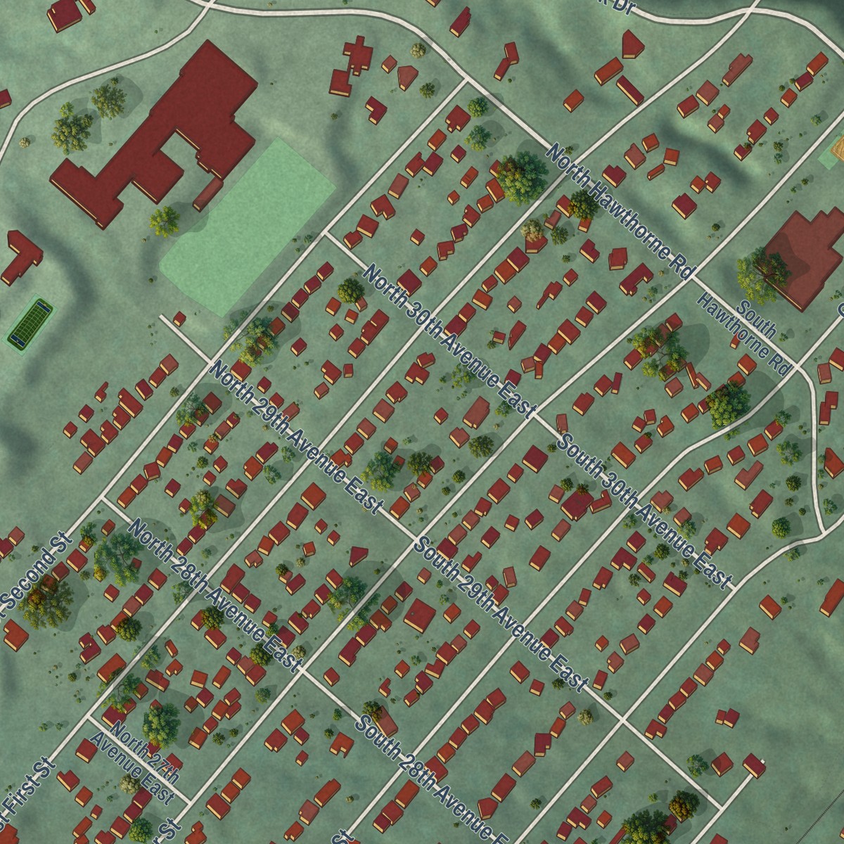 Second close-up of the map of Congdon Park, Minnesota print showing more streets and buildings