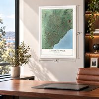 Congdon Park, Minnesota map, 18 x 24 inch print in a white frame in a home office