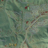 Second close-up of the map of Conifer, Colorado print showing more streets and buildings