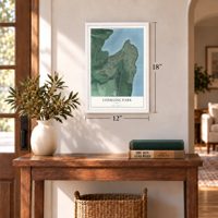 Conkling Park, Idaho map, 12 x 18 inch print in a white frame in an entryway