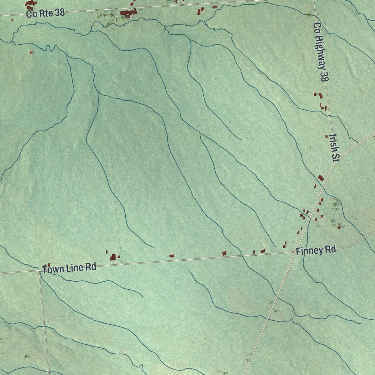 Second close-up of the map of Constable, New York print showing more streets and buildings