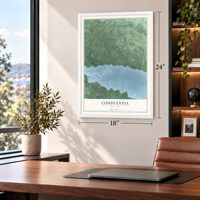 Constantia, New York map, 18 x 24 inch print in a white frame in a home office
