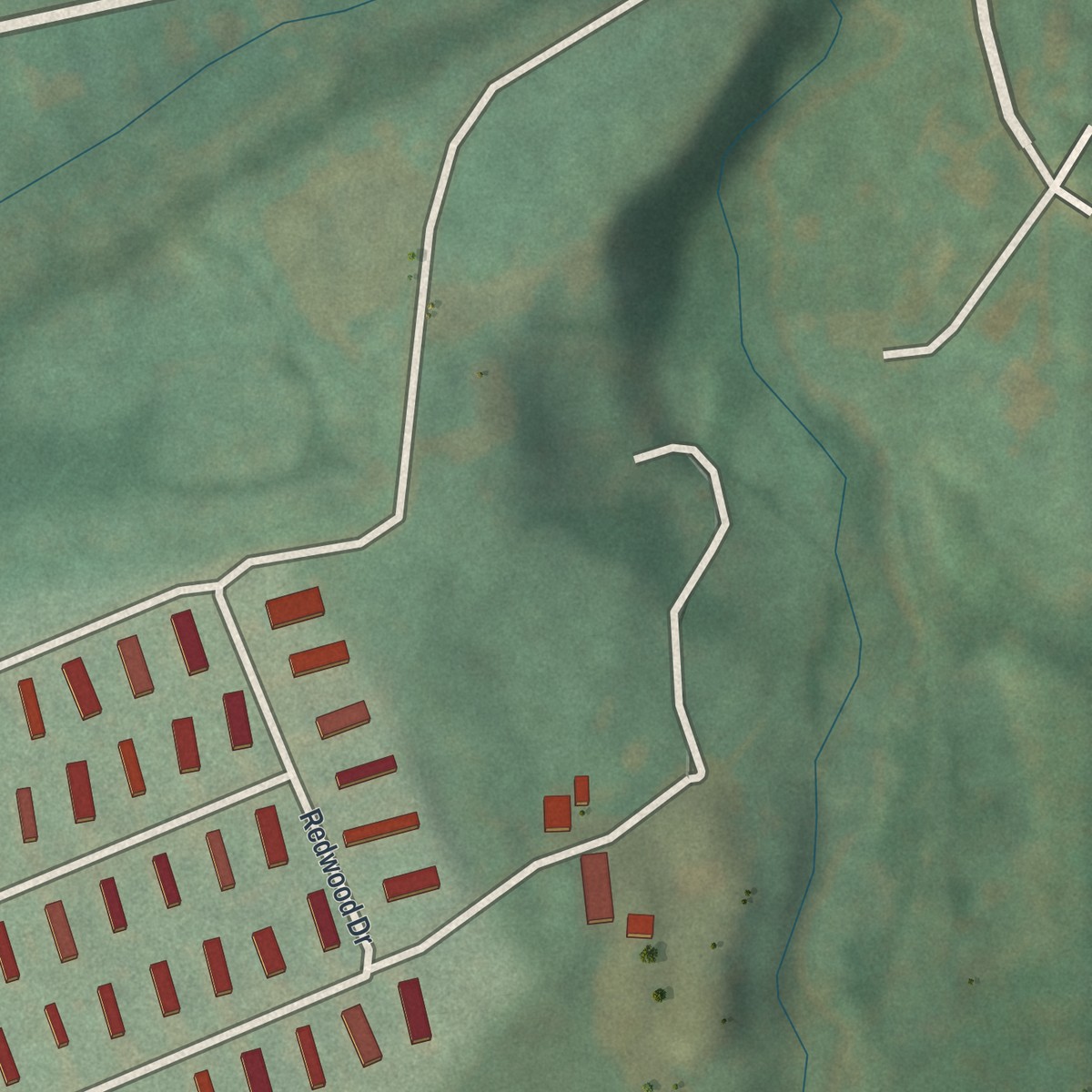 Second close-up of the map of Continental Courts, Pennsylvania print showing more streets and buildings
