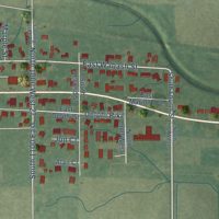 Second close-up of the map of Converse, Indiana print showing more streets and buildings