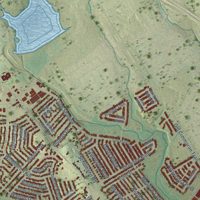 Second close-up of the map of Converse, Texas print showing more streets and buildings