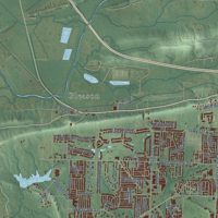 Second close-up of the map of Conway, Arkansas print showing more streets and buildings