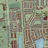 Second close-up of the map of Cooper City, Florida print showing more streets and buildings