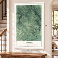 Cooper, Clearfield County, Pennsylvania map, 24 x 36 inch print in a white frame by a staircase