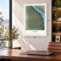 Cooper, Minnesota map, 18 x 24 inch print in a white frame in a home office