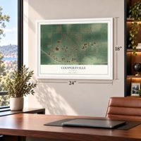 Coopersville, Michigan map, 18 x 24 inch print in a white frame in a home office