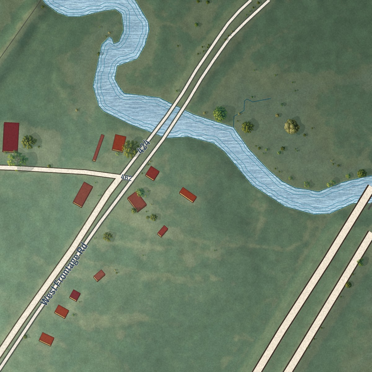 Second close-up of the map of Coosawhatchie, South Carolina print showing more streets and buildings