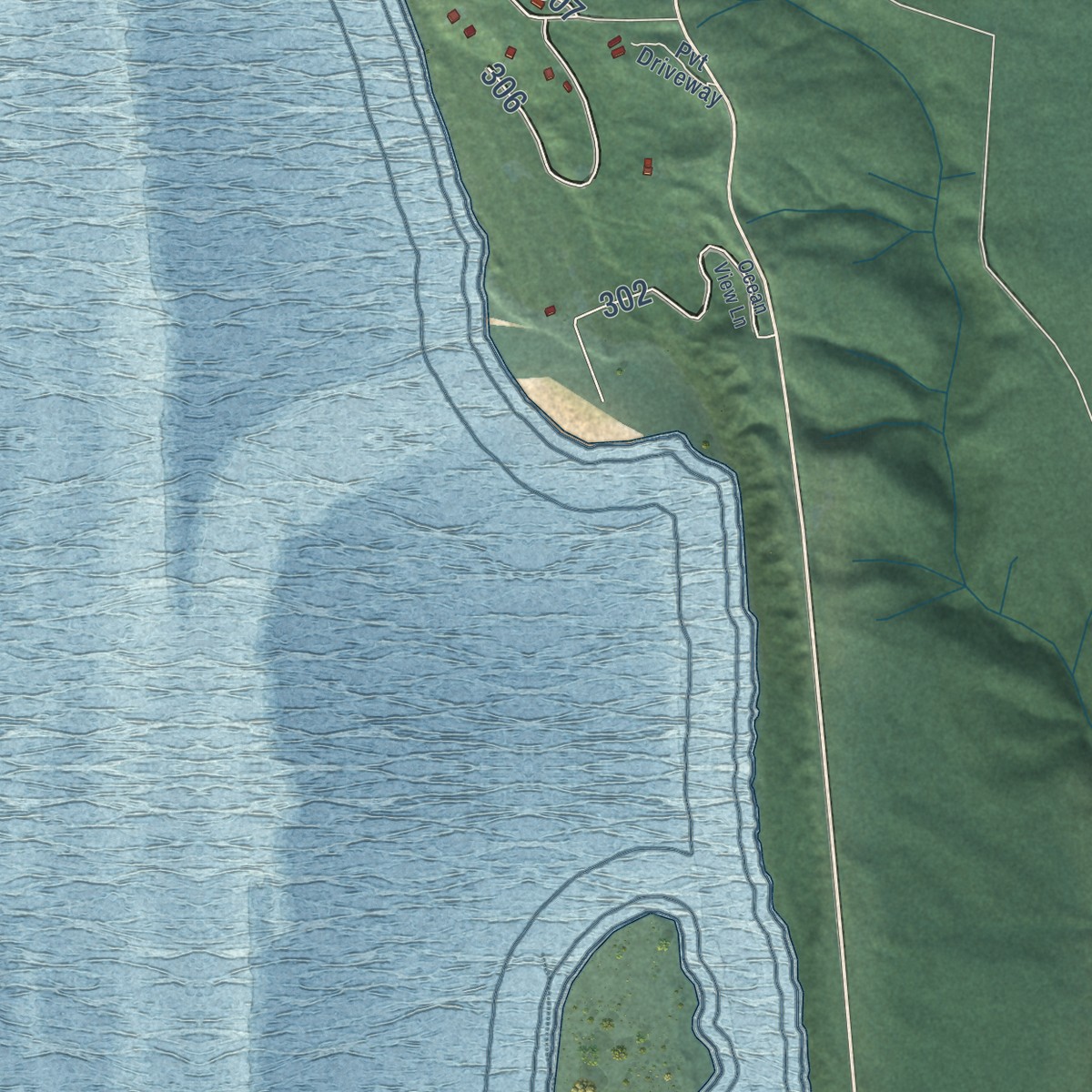 Second close-up of the map of Copalis Beach, Washington print showing more streets and buildings
