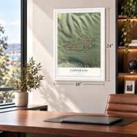 Copperton, Utah map, 18 x 24 inch print in a white frame in a home office
