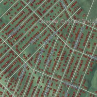 Second close-up of the map of Coral Hills, Maryland print showing more streets and buildings