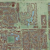 Second close-up of the map of Coral Springs, Florida print showing more streets and buildings
