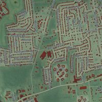 Second close-up of the map of Coram, New York print showing more streets and buildings