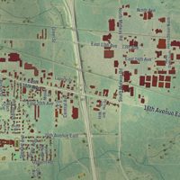 Second close-up of the map of Cordele, Georgia print showing more streets and buildings