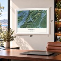 Cordova, Alaska map, 18 x 24 inch print in a white frame in a home office