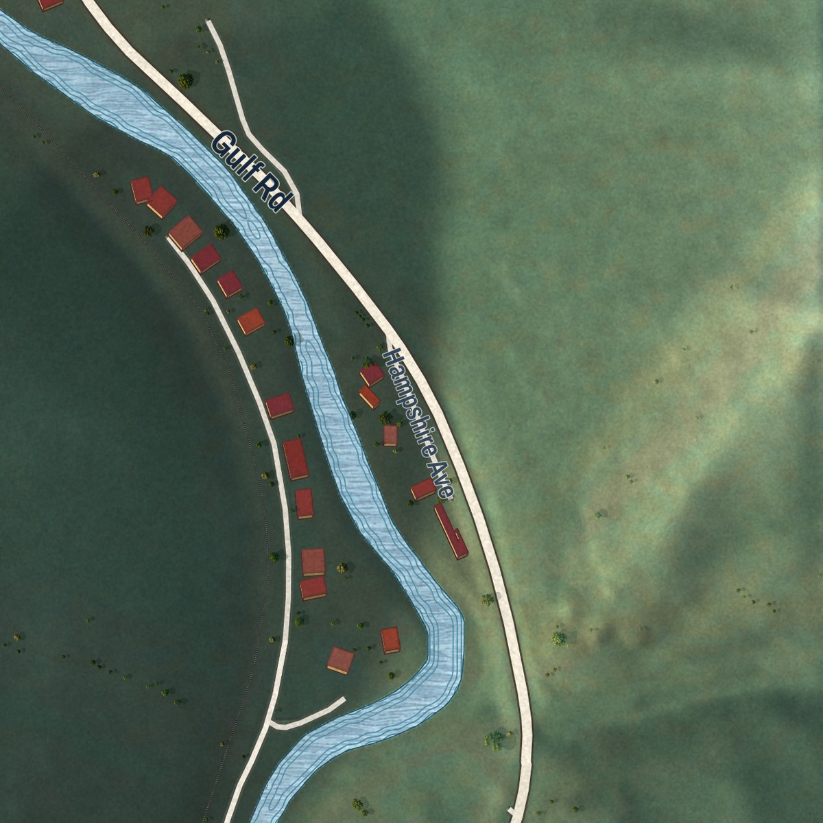 Second close-up of the map of Corinne, West Virginia print showing more streets and buildings