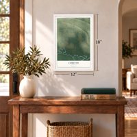 Corinth, Arkansas map, 12 x 18 inch print in a white frame in an entryway
