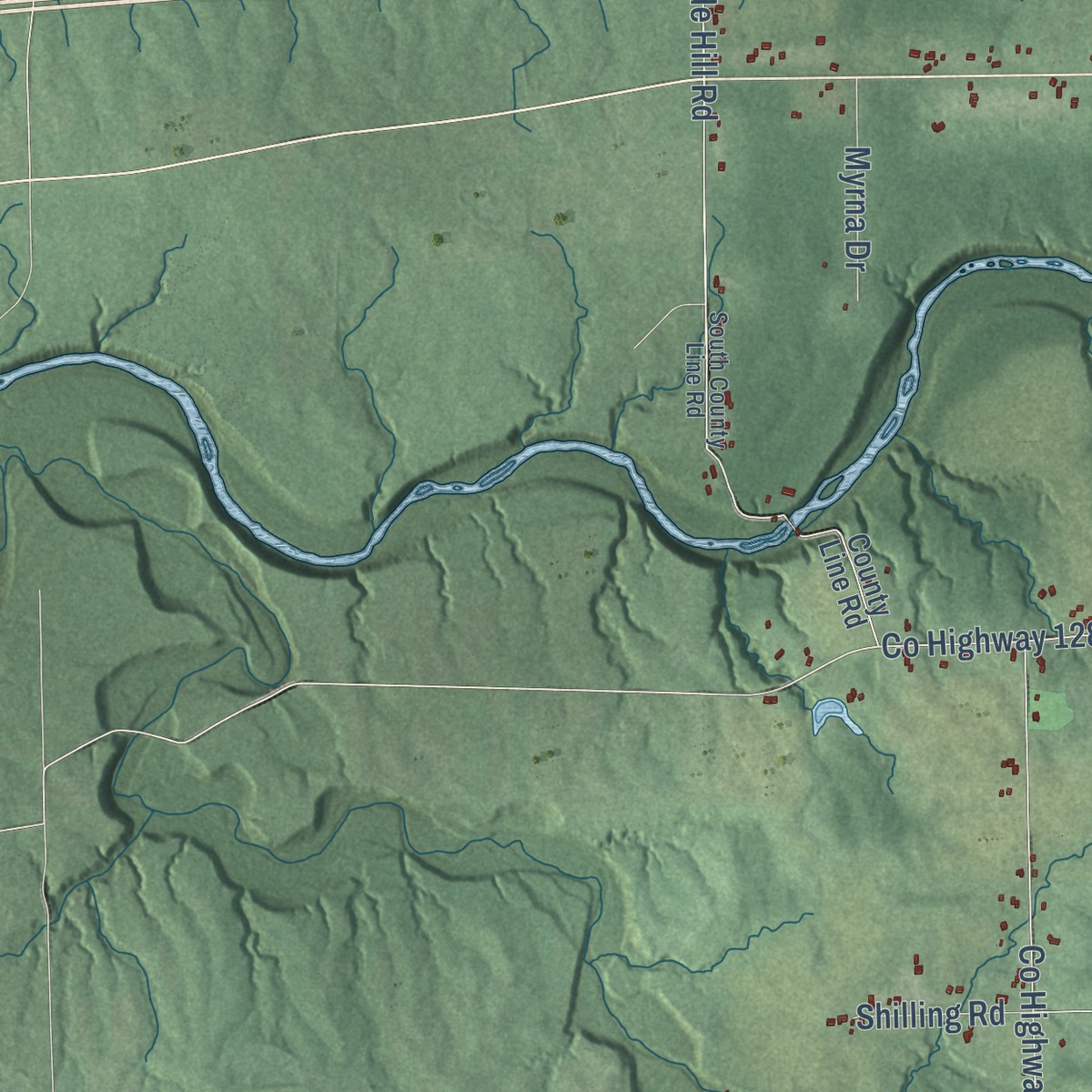 Second close-up of the map of Cork, Ohio print showing more streets and buildings