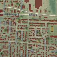Second close-up of the map of Cornelius, Oregon print showing more streets and buildings