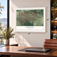 Cornelius, Oregon map, 18 x 24 inch print in a white frame in a home office