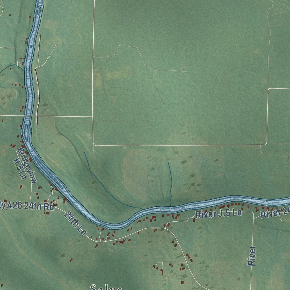 Second close-up of the map of Cornell, Michigan print showing more streets and buildings