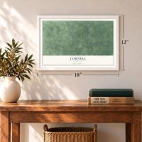 Cornell, Michigan map, 12 x 18 inch print in a white frame in an entryway